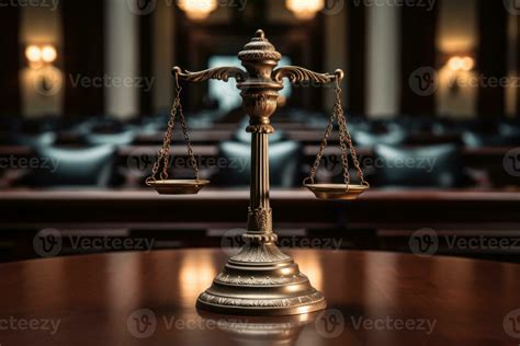 scales of justice in the courtroom close-up, concept court case, law ...