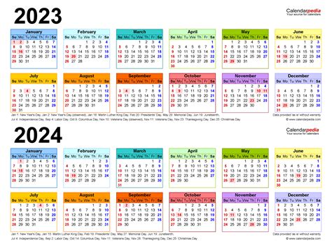 2023-2024 Editable Calendar