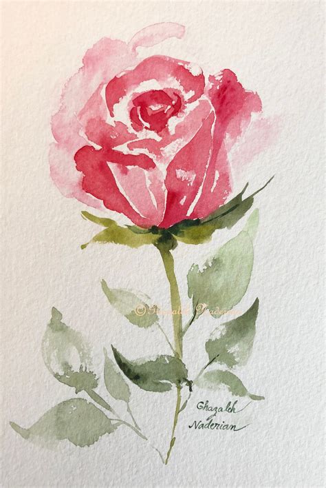 Single Rose Original Painting, Paper Art, Garden Flowers, Wall Art ...