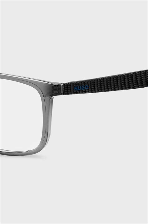 HUGO - Two-tone optical frames with patterned temples - Grey