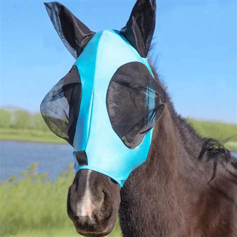Amazon.com: Stretchy Azure Blue Menjo Outdoors Horse Fly Mask with Ears ...