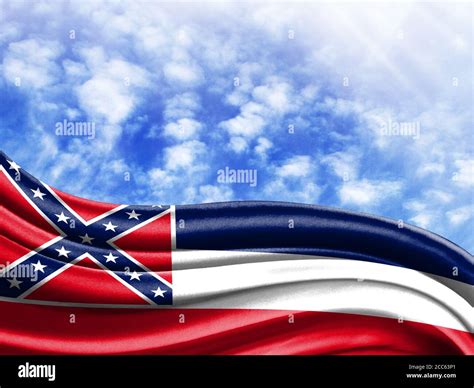 State of Mississippi flag against the sky, with place for text Stock ...