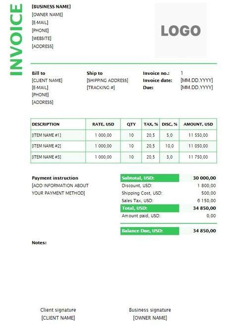 Image result for Invoice Field Example