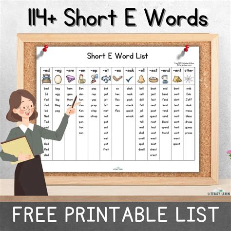 114+ Short E Words (Free Printable List) - Literacy Learn