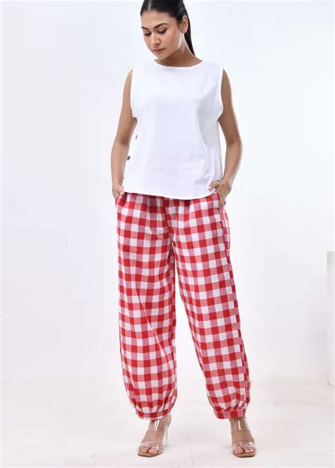 SIDDHO HUM Red Check Summer Pants – Comfortable & Trendy Price in India ...