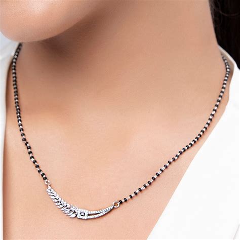 Floral Leaf Style 925 Silver Mangalsutra - Valentine's Gift – Zavya