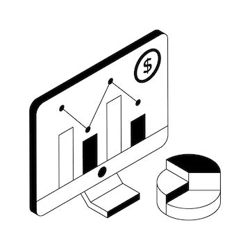A modern isometric icon depicting online stats and metrics | Premium Vector