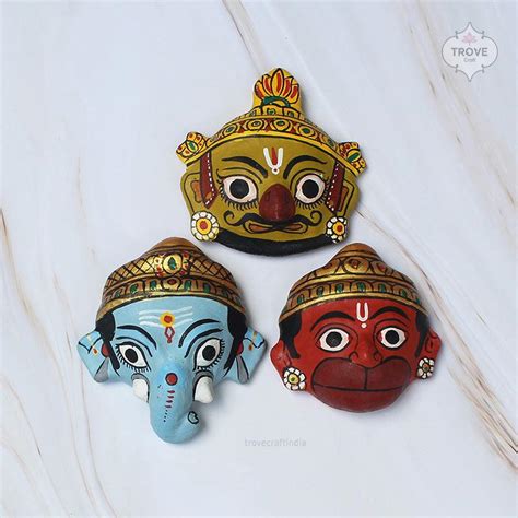 2.5" Ganesha, Hanuman and Garuda Mini Cherial Masks (set of 3) – Trove ...