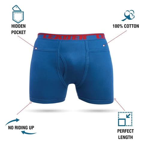 Buy VIP Leader Men's Cotton Pocket Trunks [Pack of 6, 100 CM] Colors ...