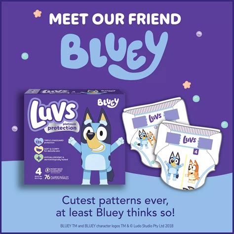Luvs Bluey Platinum Protection Baby Diapers - Size 2 - Shop Diapers at ...