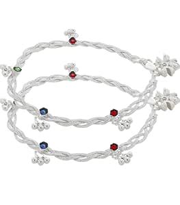 Vipin Enterprises Diamond Vivid Ruby Stone Studded Silver Alloy ...