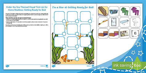 Under the Sea Themed Visual Tick List for Home Routines: Getting Ready ...