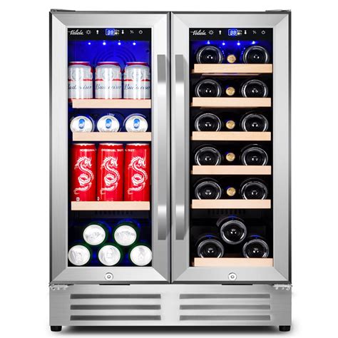 Wine and Beverage Refrigerator,Velieta 24 Inch Dual Zone Fridge with ...