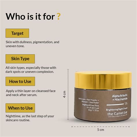 Camel Milk Skin Brightening Night Cream with Alpha Arbutin + Niacinami ...