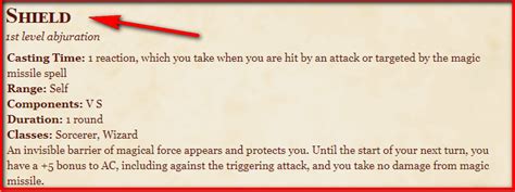 Shield D&D 5th Edition - D&D 5e Character Sheets