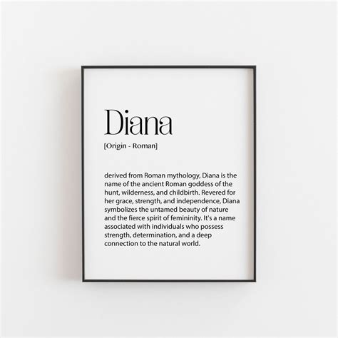Diana Name Meaning Print, Roman Origin, Diana Present, Personalized ...
