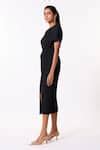 Buy Black Polyester Round Neck Audrey Pleated Top And Skirt Set For ...