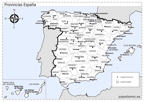 Mapa-de-Espana-provincias-con-nombre-y-capitales - Papelisimo