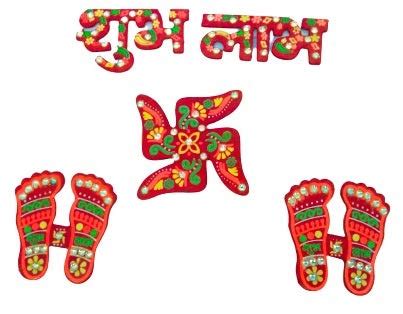 Buy Puja Bazaar Decorative Rangoli Deepak Floor Sticker Subh labh ...