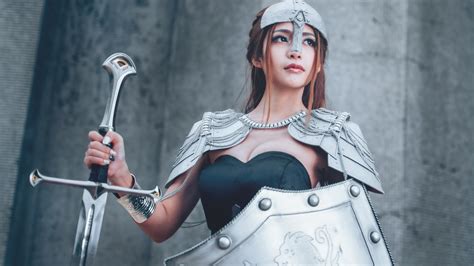 Download wallpaper girl, sword, shield, section situations in ...