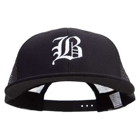 Old English B Embroidered Big Size Premium Flat Bill Trucker Cap ...