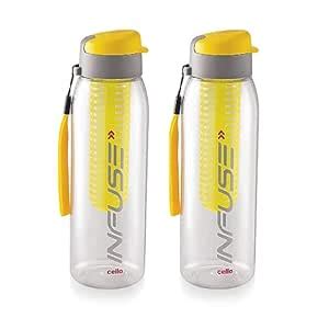 CELLO Infuse Water Bottle Set of 2, 800ml, Yellow | Food Grade ...