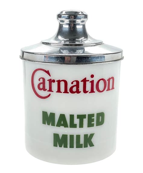 Lot - VINTAGE CARNATION MALTED MILK GLASS CONTAINER JAR