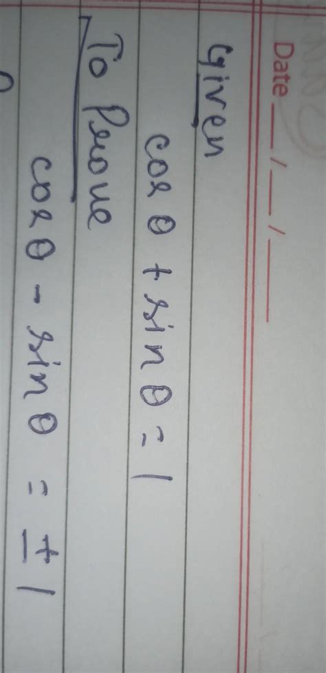 if sinA+cosA=1 then prove that cosA-sinA=+-1 - Brainly.in