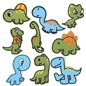 9pcs Cute Dinosaur Iron on Patches Embroidered Motif Applique Assorted ...