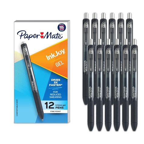 Paper Mate Inkjoy Gel Pen, Fine Point, Box of 12, Black (1951720 ...