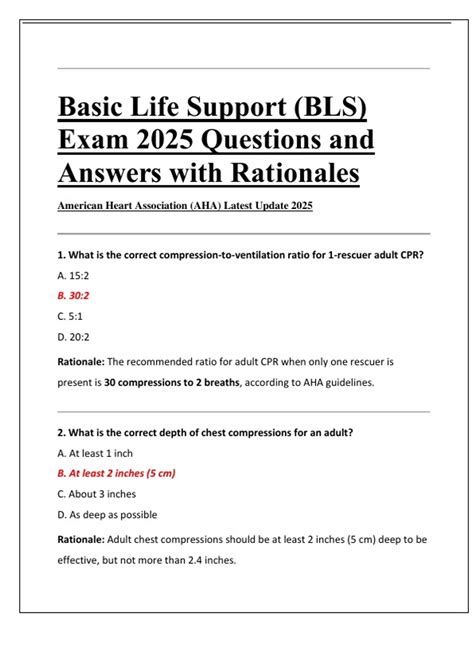 Basic Life Support (BLS) Exam 2025 Questions and Answers with ...