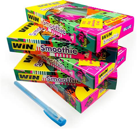 WIN Smoothie Ball | 100 Blue Ink Pen | Lightweight & Colourful Sparkle ...