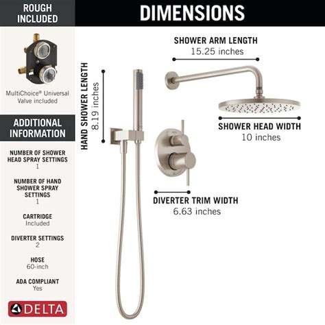 Delta Modern Spotshield Stainless 2-handle Single Function Round Shower ...