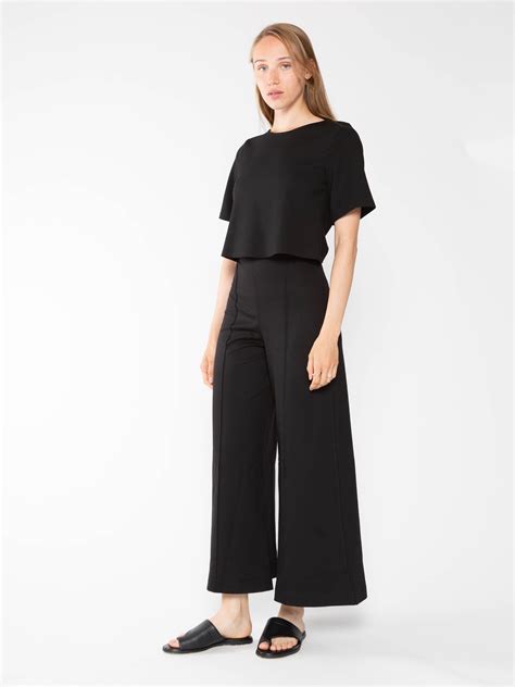 Black Ponte Knit Wide Leg Pant: Cropped | Ripley Rader