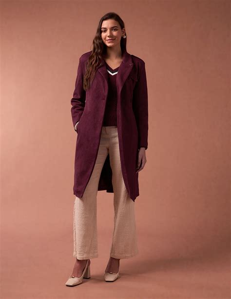 Buy Women Longline Lapel Collar Jacket Red|U.S. Polo Assn. India