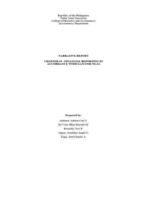 Narrative Report in Financial Statement Example 的图像结果