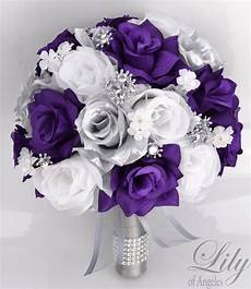 And Purple Wedding Flowers by 17 Package Silk Flower Wedding Bridal Bouquets Sets And Purple Wedding Flowers