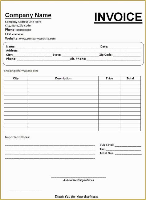 Invoice Sample Word 的图像结果