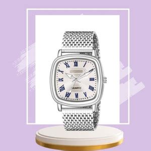 house of common New Chain Stainless Steel Square Quartz Analog Watch ...