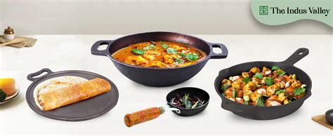 Buy The Indus Valley Super Smooth Cast Iron Cookware Set + Free Tadka ...