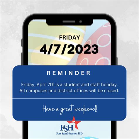 Reminder: Friday, April 7th is a Student & Staff Holiday | Fort Sam ...