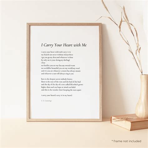 I Carry Your Heart by E E Cummings Poem Print Poetry Print - Etsy