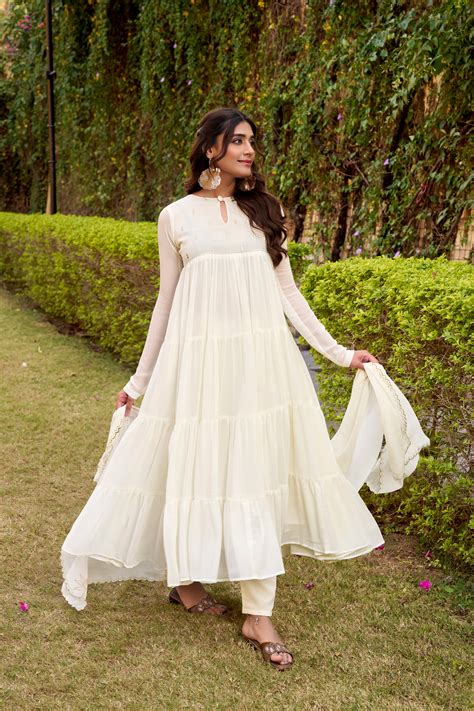 Nalini White Color Marbel Foil Work Anarkali Suit Set with Dupatta ...