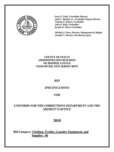 Fillable Online UNIFORMS FOR THE CORRECTIONS DEPARTMENT AND THE Fax ...