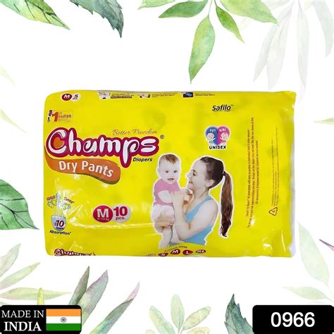 0966 Medium Champs Dry Pants Style Diaper- Medium (10 pcs) Best for Tr ...
