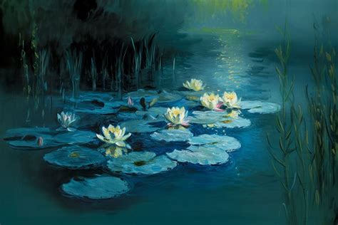 Water lilies, painting, Monet by Joriali Abstract on canvas, poster ...