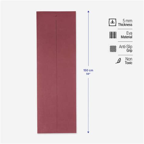 Yoga Mat 5mm Thick, EVA, 180 x 58 cm, Ultra Lightweight with Carry ...