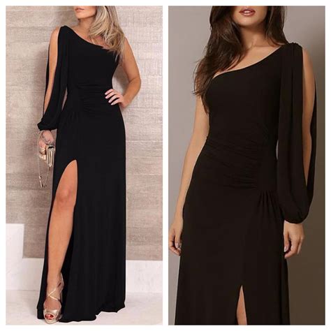 Black One Shoulder Slit Maxi Dress – iwearmystyle