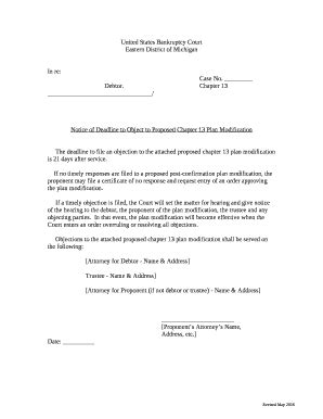 Notice of Deadline to Object to Proposed Chapter 13 Plan Modification ...