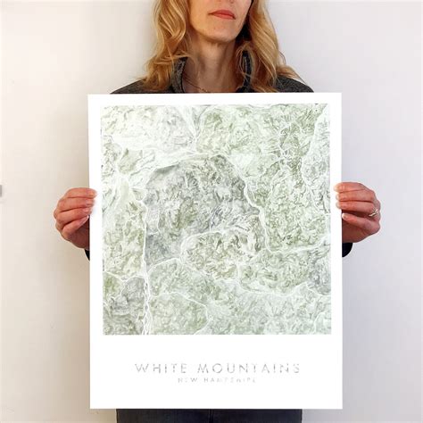 WHITE MOUNTAINS Map Topographical Watercolor art Print New | Etsy